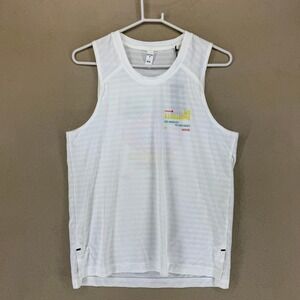 Rhone‎ Swift Tank Top White Mesh Stripe GOLDFUSION Athletic M M 100029